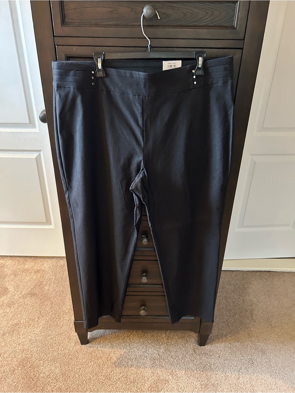 JM Collection Dark Blue Stretch Slim Leg Women's Pants XXL Short